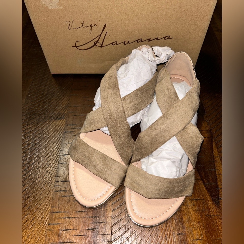 Vintage Havana Suede Open Toed Snake Skin Sandals 8.5